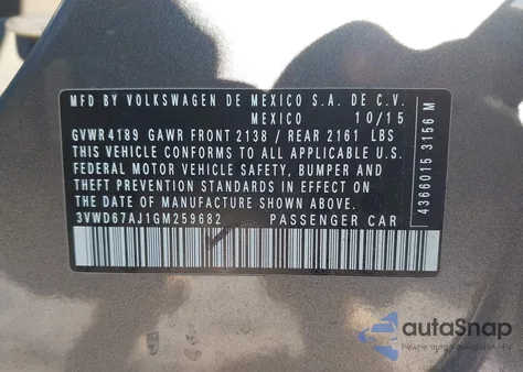 2016 Volkswagen Jetta 1.4T Se from USA, damaged, VIN 3VWD67AJ1GM259682